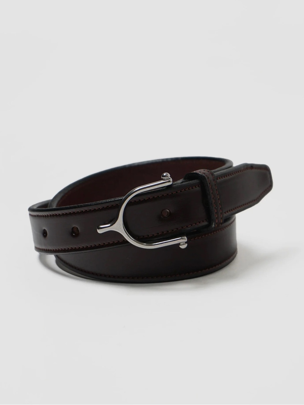 Tory 1" Stitched Black Leather Belt w/ Stainless Steel Spur Buckle, Size 32